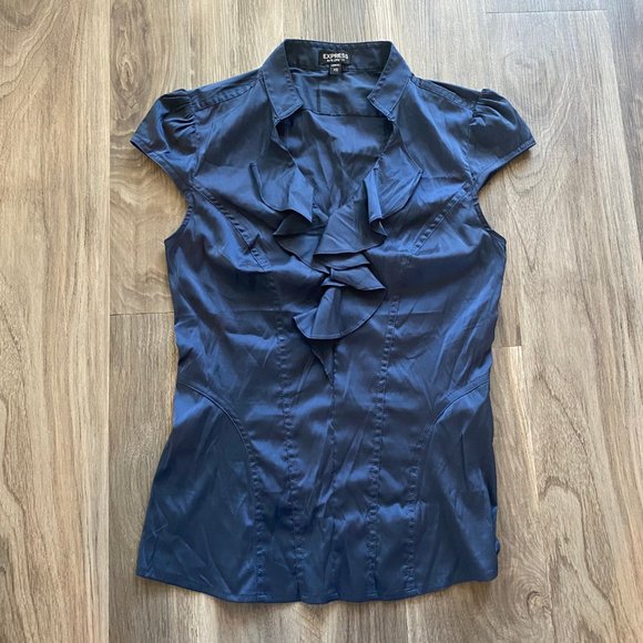 Express Elite Stretch Ruffle Blouse - Picture 5 of 10